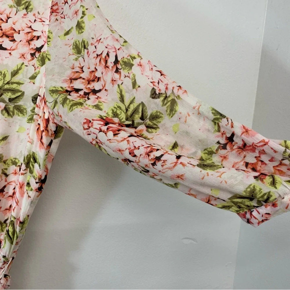 J Jill Midi Dress Small Pink Floral Cottage Core Flowy Boho‎ Coastal Peasant - Picture 5 of 15